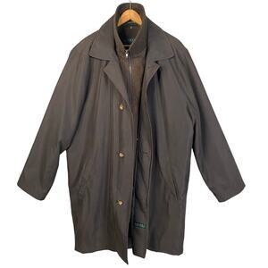 Lauren Ralph Lauren Coat Men Size 44L Zip Up Button Up Nylon‎ Wool Blend Outdoor